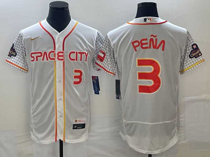 Men%27s Houston Astros #3 Jeremy Pena Number White 2023 City Connect Flex Base Stitched Jersey
